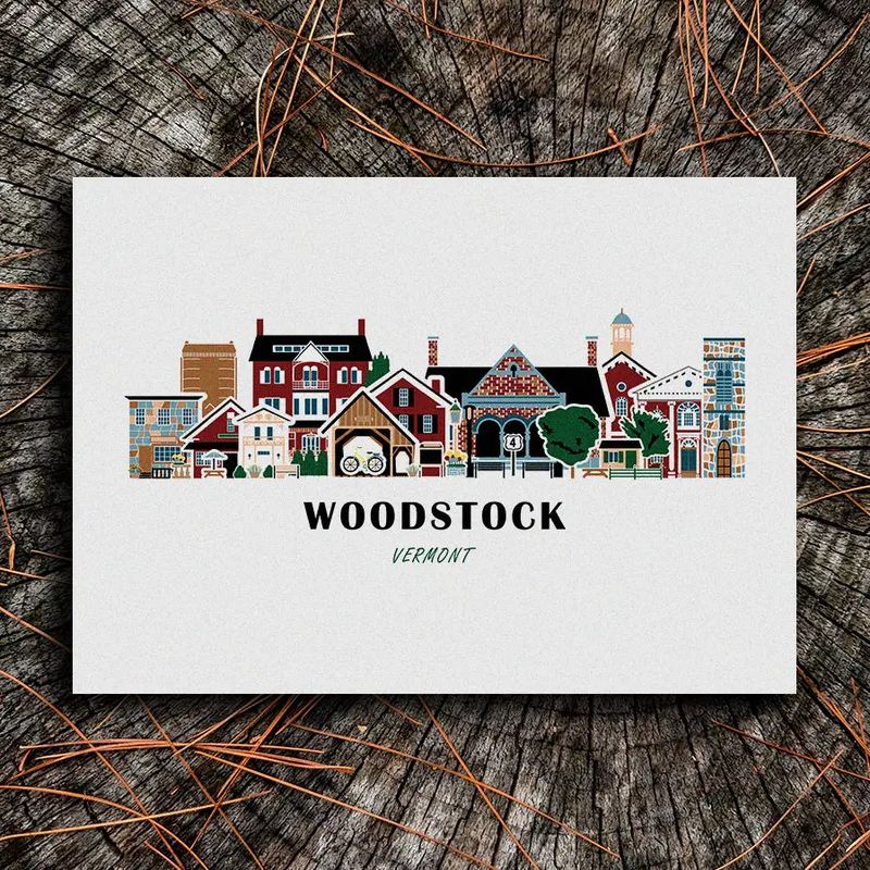 Woodstock Vermont Cityscape Print 11x14
