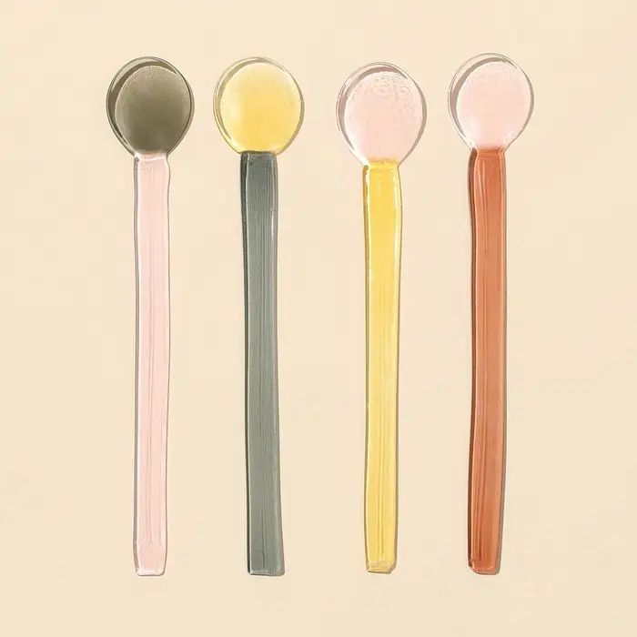 Glass Spoon Pink/Yellow