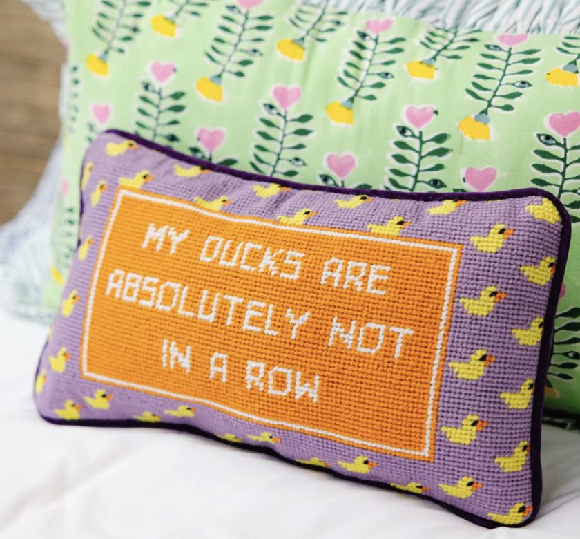 Ducks In A Row Needlepoint Pillow