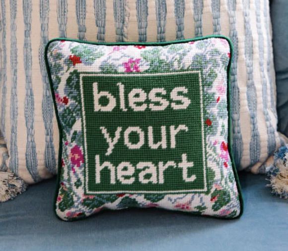Bless Your Heart Needlepoint Pillow