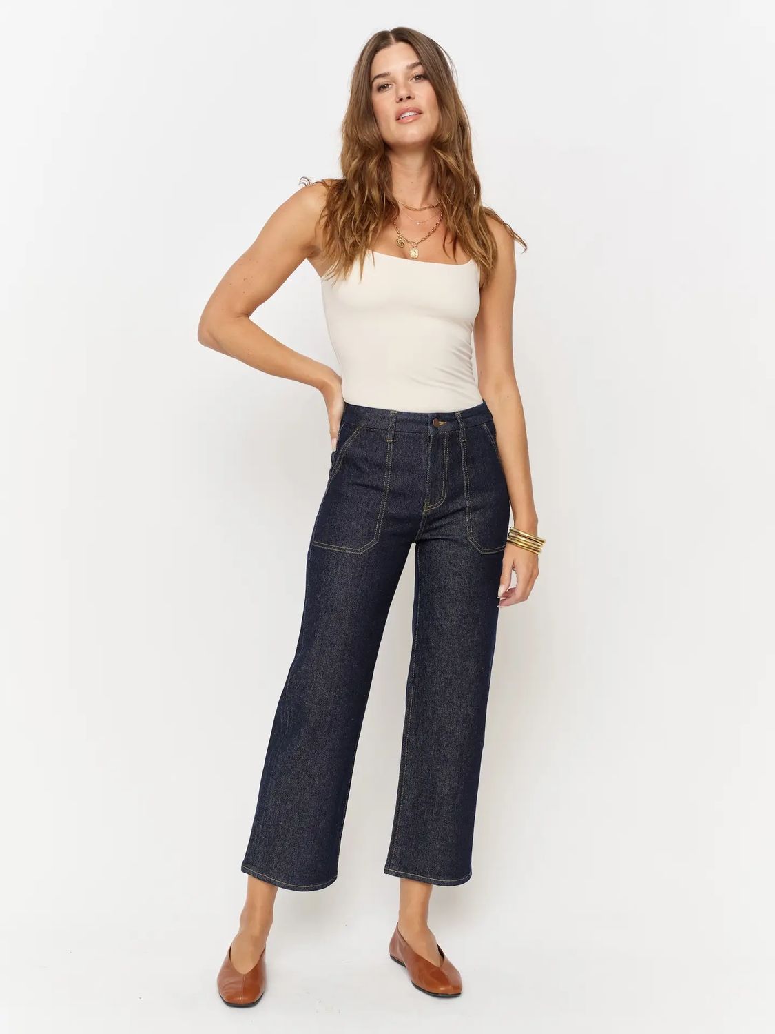 Aberdeen Carpenter High Rise Wide Leg Crop, Timbers