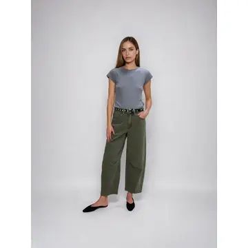 Elmore Barrel Jean, Washed Olive Denim