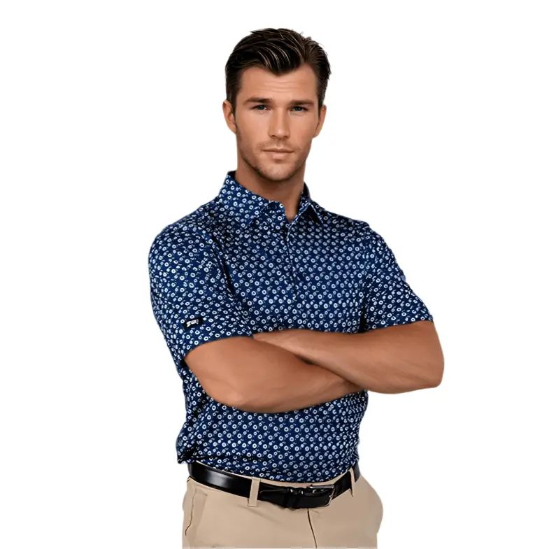 Blue Floral Men's Polo