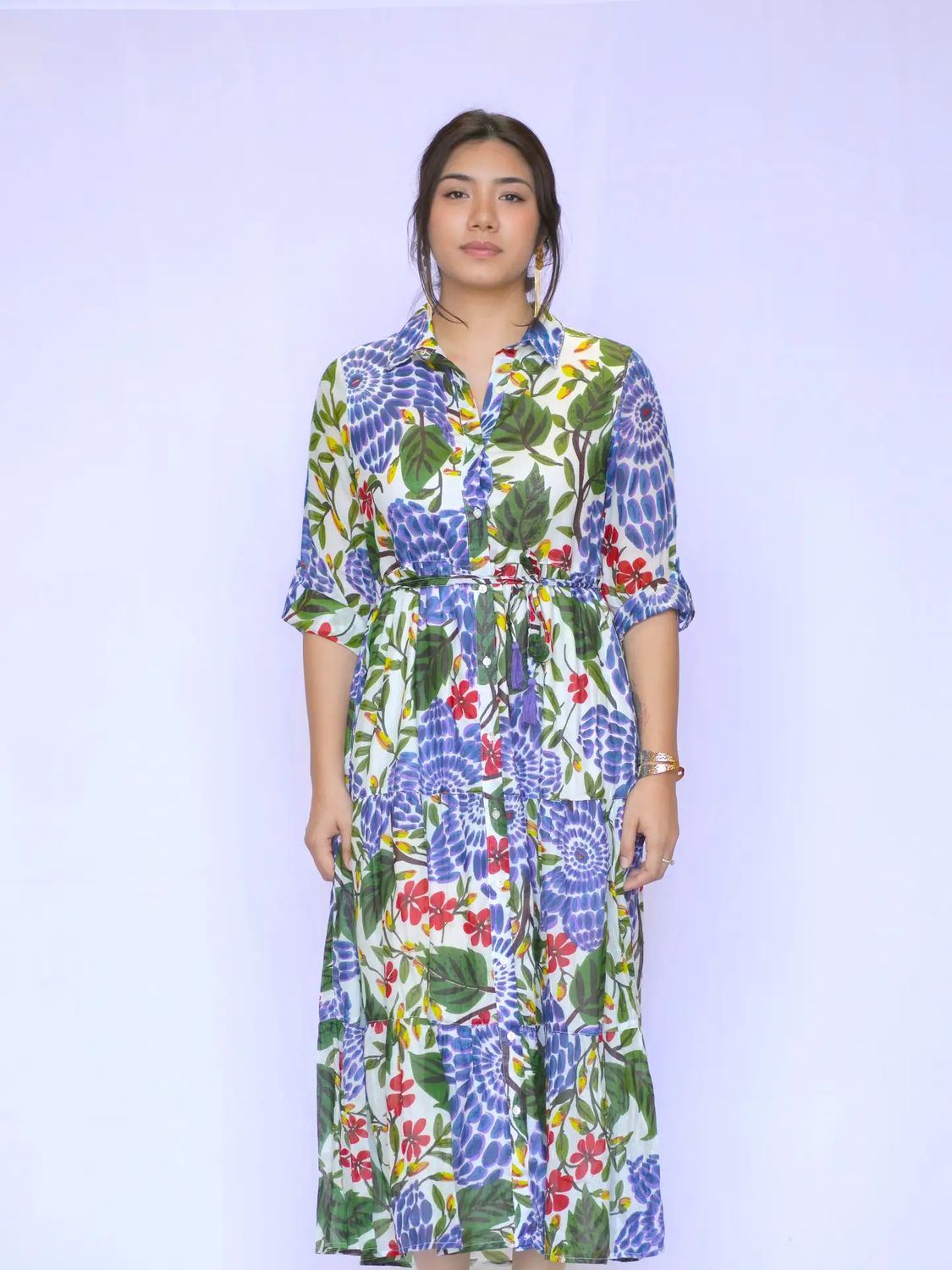 Cotton Tiered Shirt Dress
