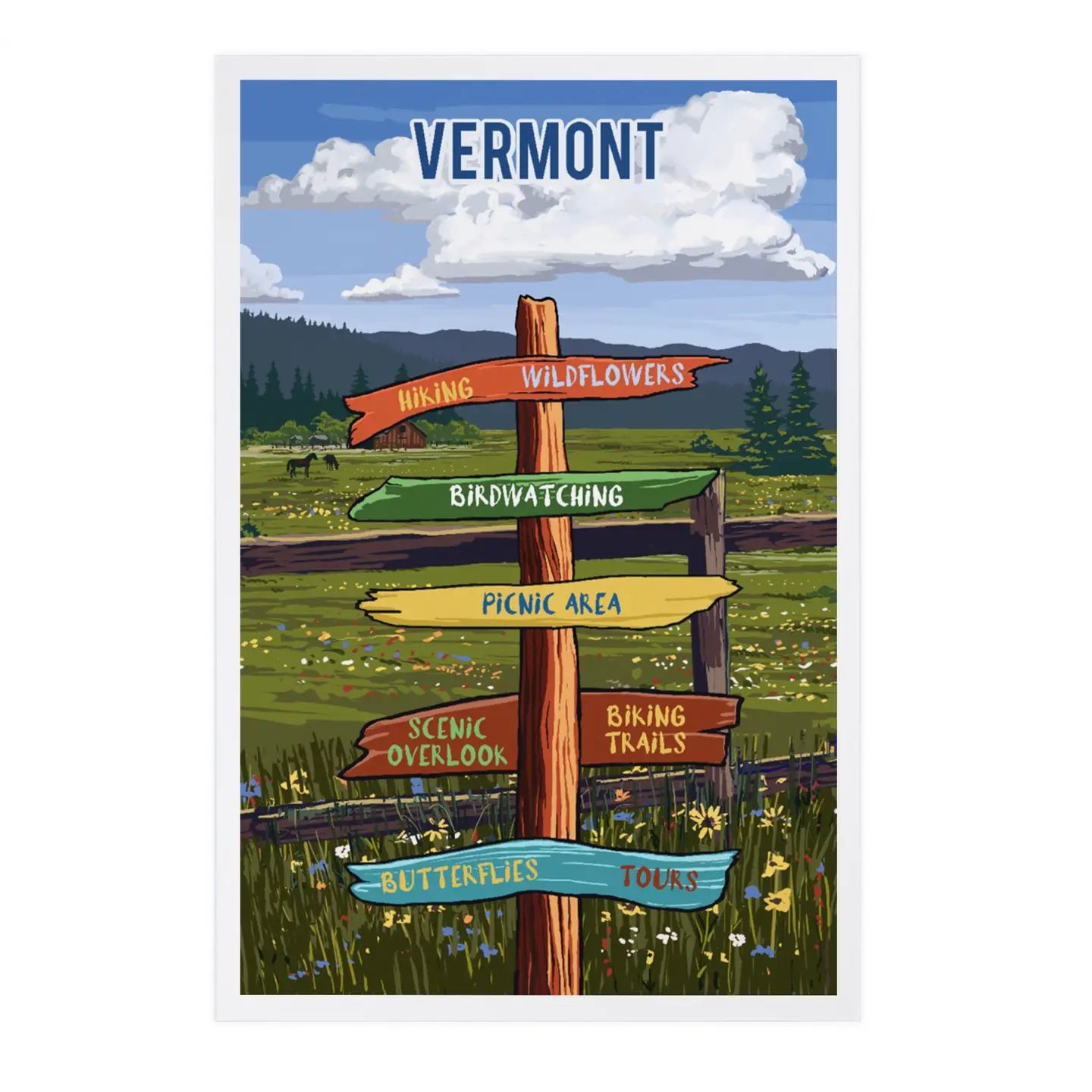 Vermont, Signpost Postcard
