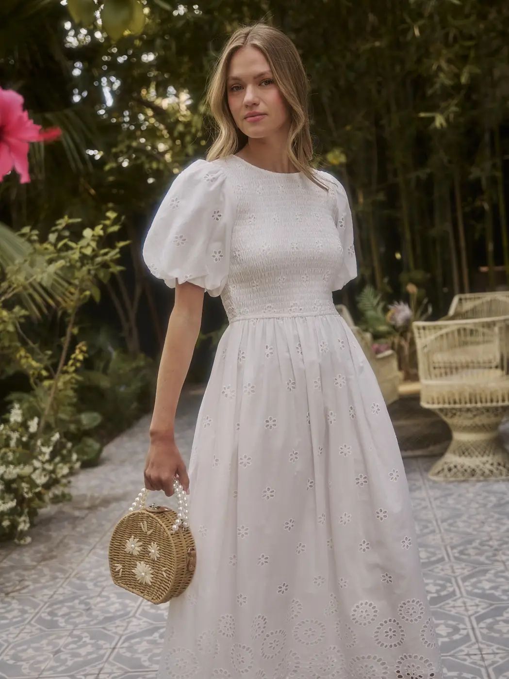 Deana Eyelet Smocked Dress