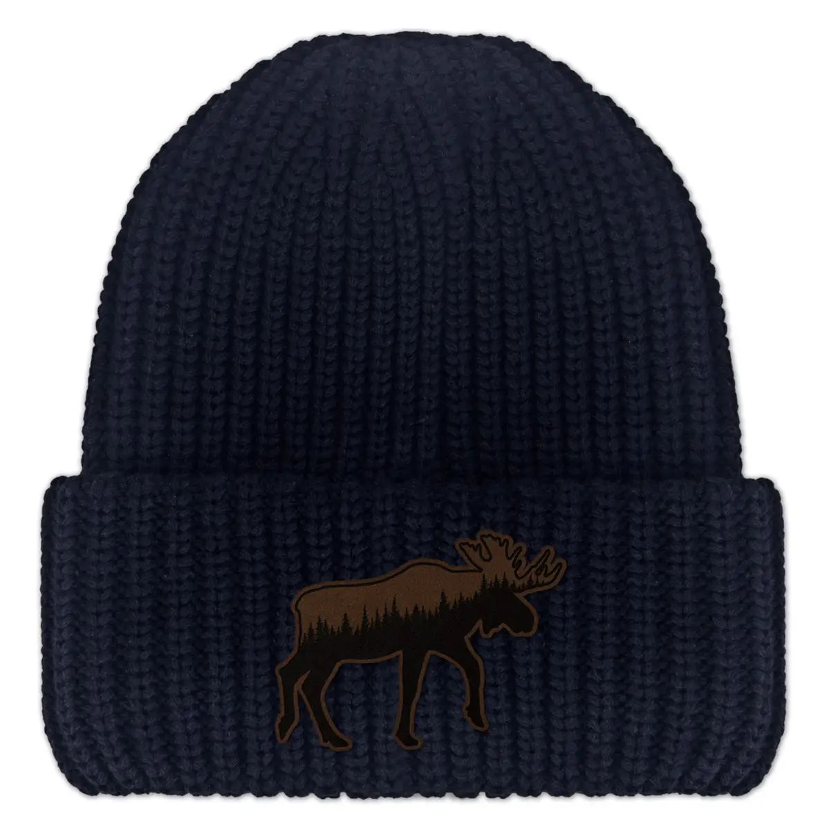 Moose Leather Patch Chunky Knit