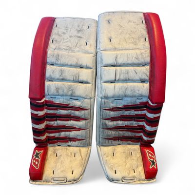 Used Brian's Pro Stock Black / White / Red Goalie Pads 33 + 1