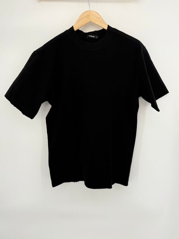 Stoer Effen T-shirt met Vintage Afwerking –