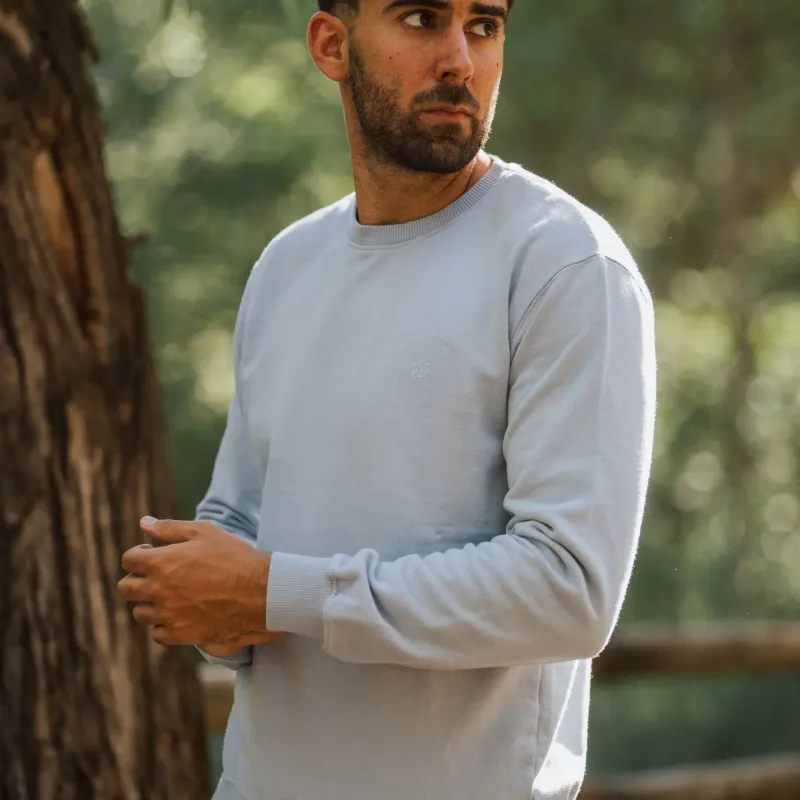 Lichtblauw Sweatshirt met Koolstofeffect – 100% Katoen