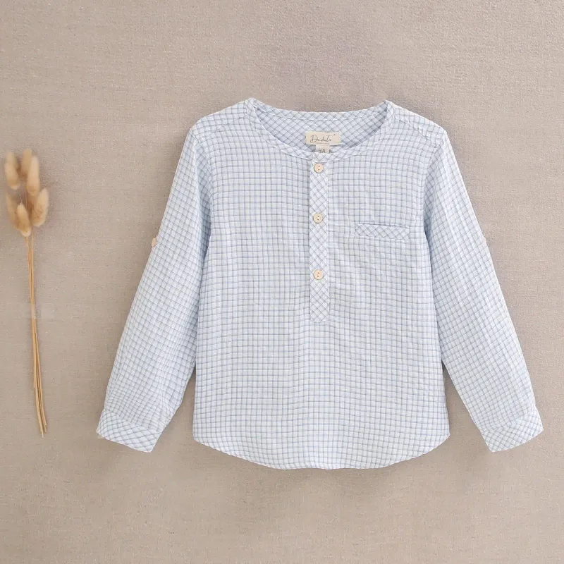 Blauw geruit shirt, feestcollectie