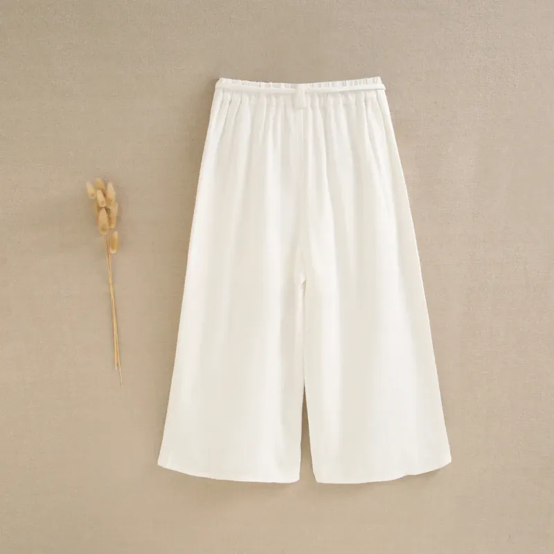 Witte linnen broek