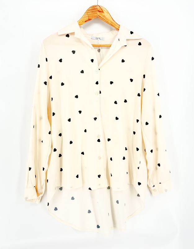 Beige hemd hartjes Kisu