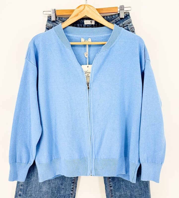 Blauwe gilet met rits Terra