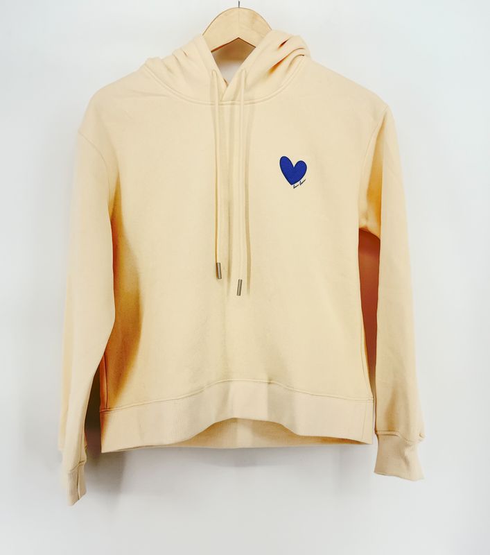 Beige hoodie blauw hart