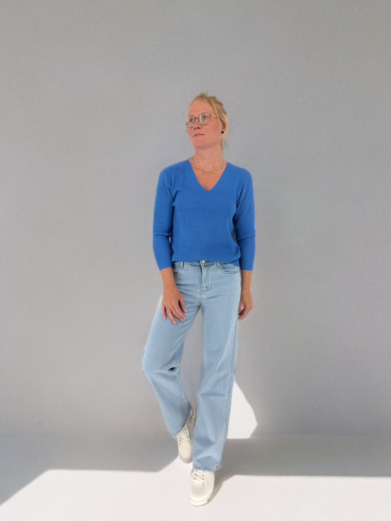 Blauwe trui V-hals Oana