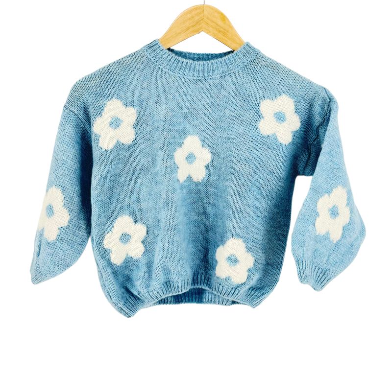 Blauwe trui Flower