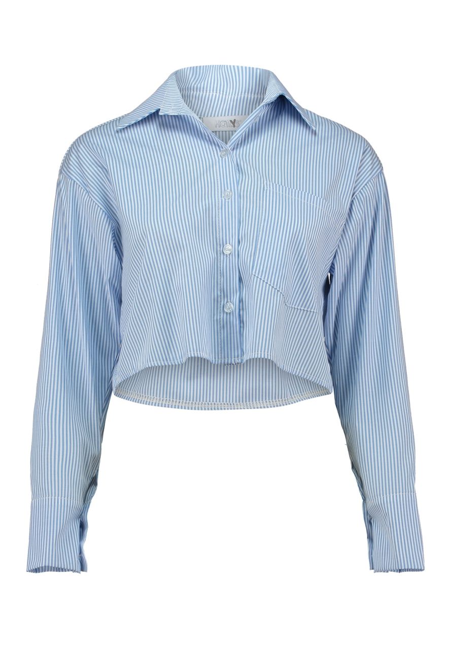 croptop blauw/wit gestreept hemd Stina