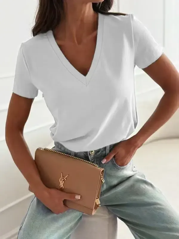 T-shirt V-hals wit