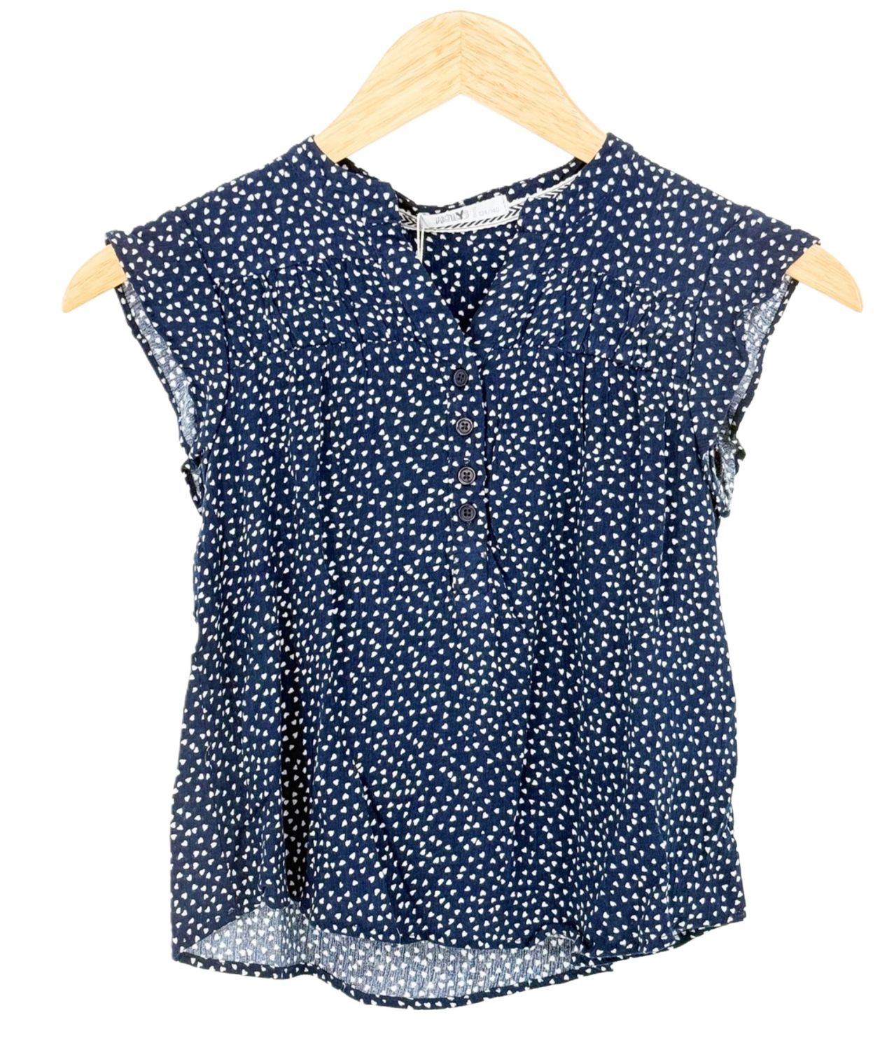 Marine blauwe top met hartjes Jamie