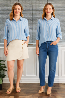 blauw gestreept hemd Idaa