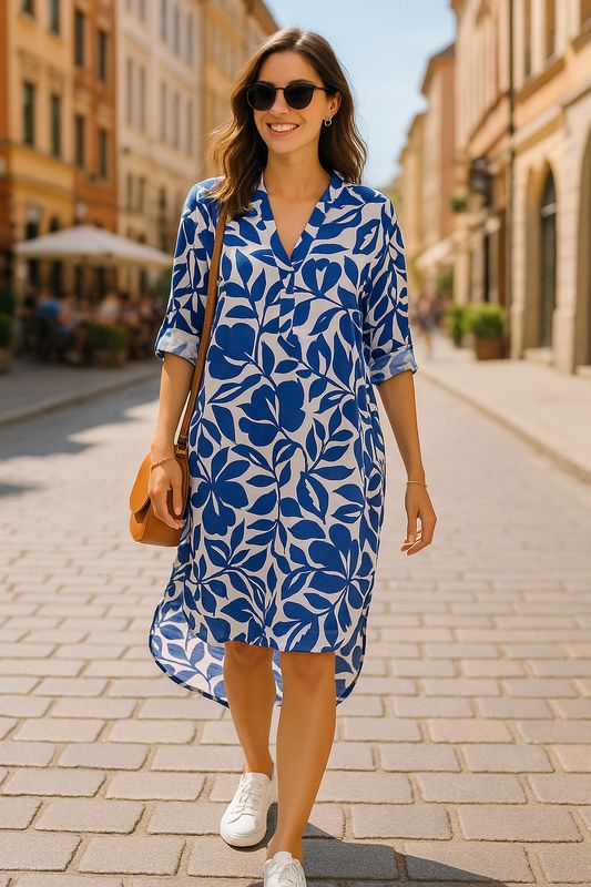 Blauwe bloemen jurk Martaa