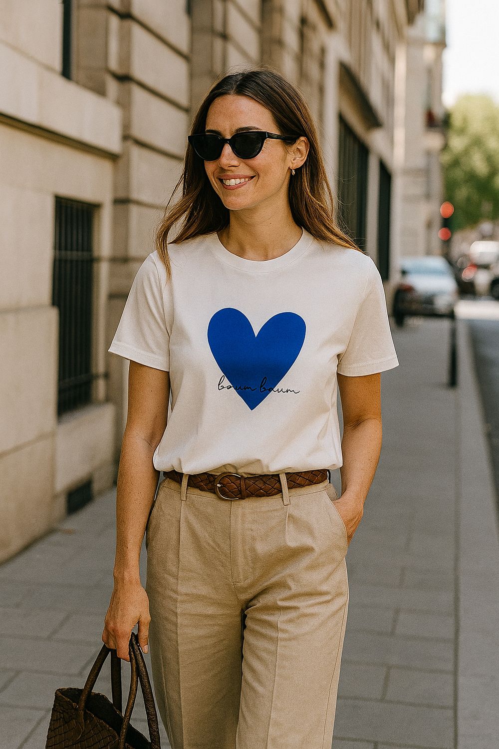 Witte t-shirt blauw hart BoumBoum