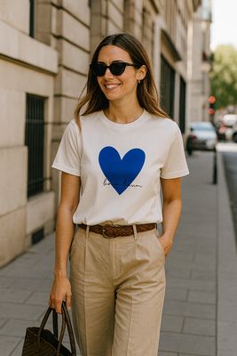 Witte t-shirt blauw hart BoumBoum