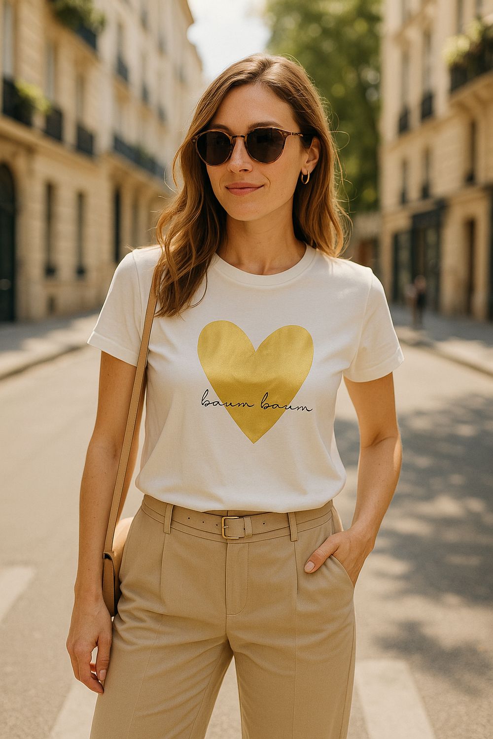 witte t-shirt met goud hartje
