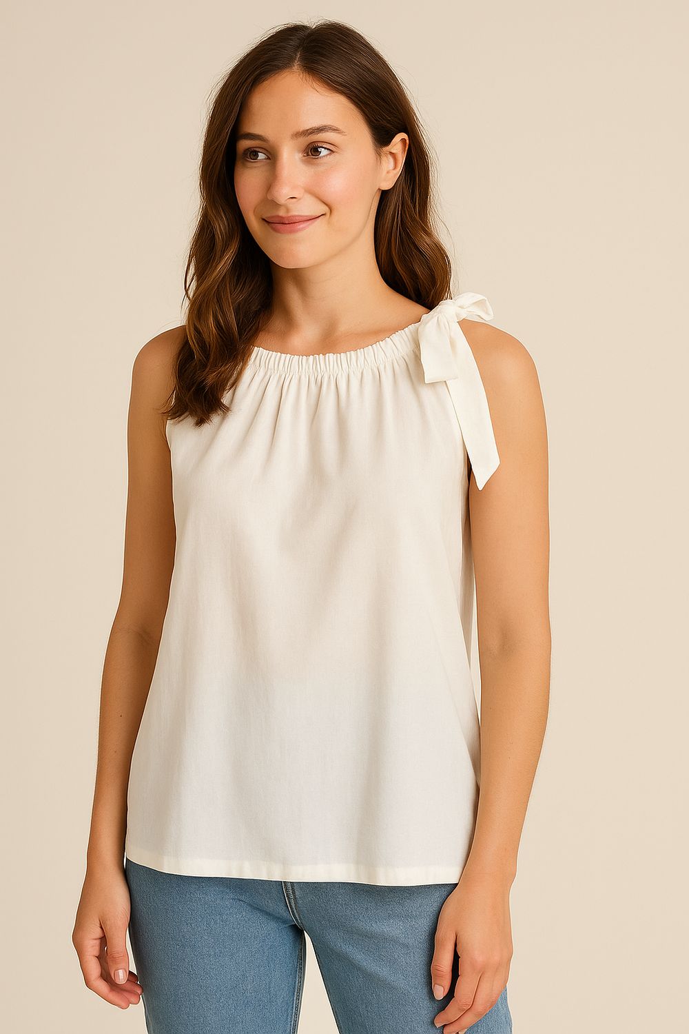 witte top met strikdetail Camila