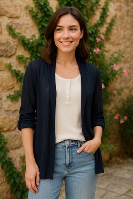Donker blauwe gilet Minako
