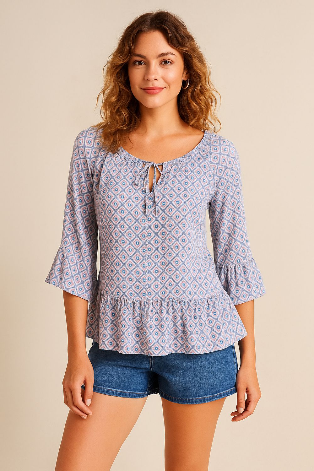Blauw/roze bloesje Naemii