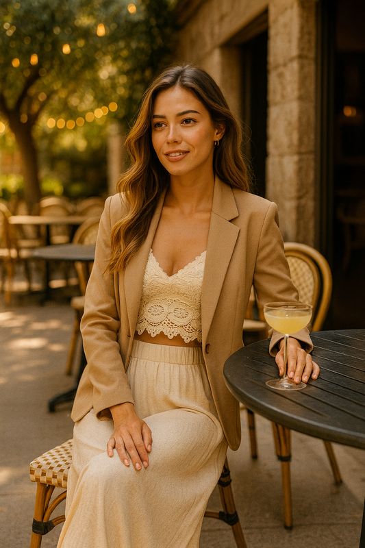 Beige boho top Laurita