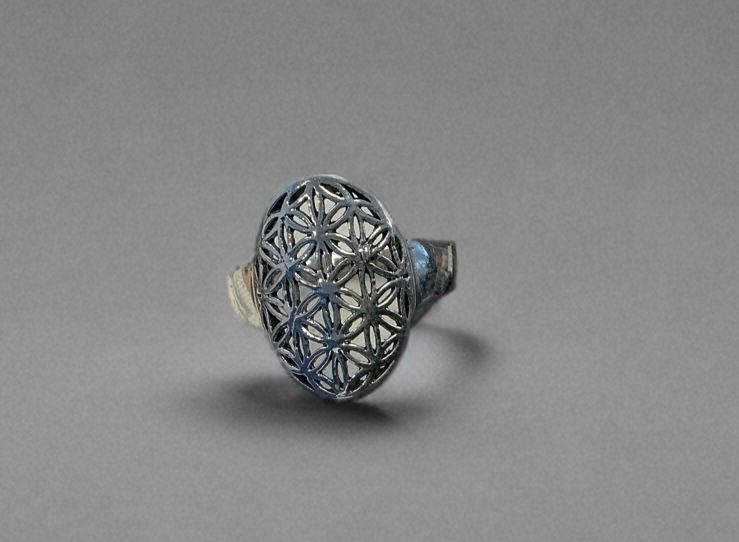 Zilveren ring met ‘Flower of Life’ motief