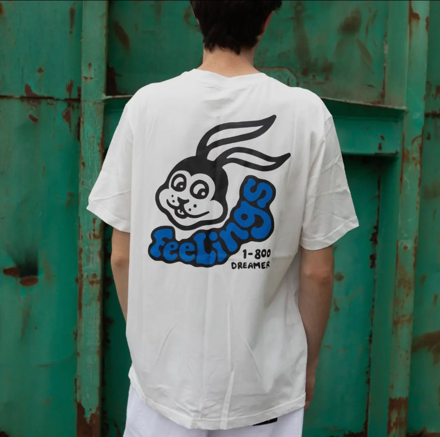 Witte T-shirt met konijnenprint Feelings