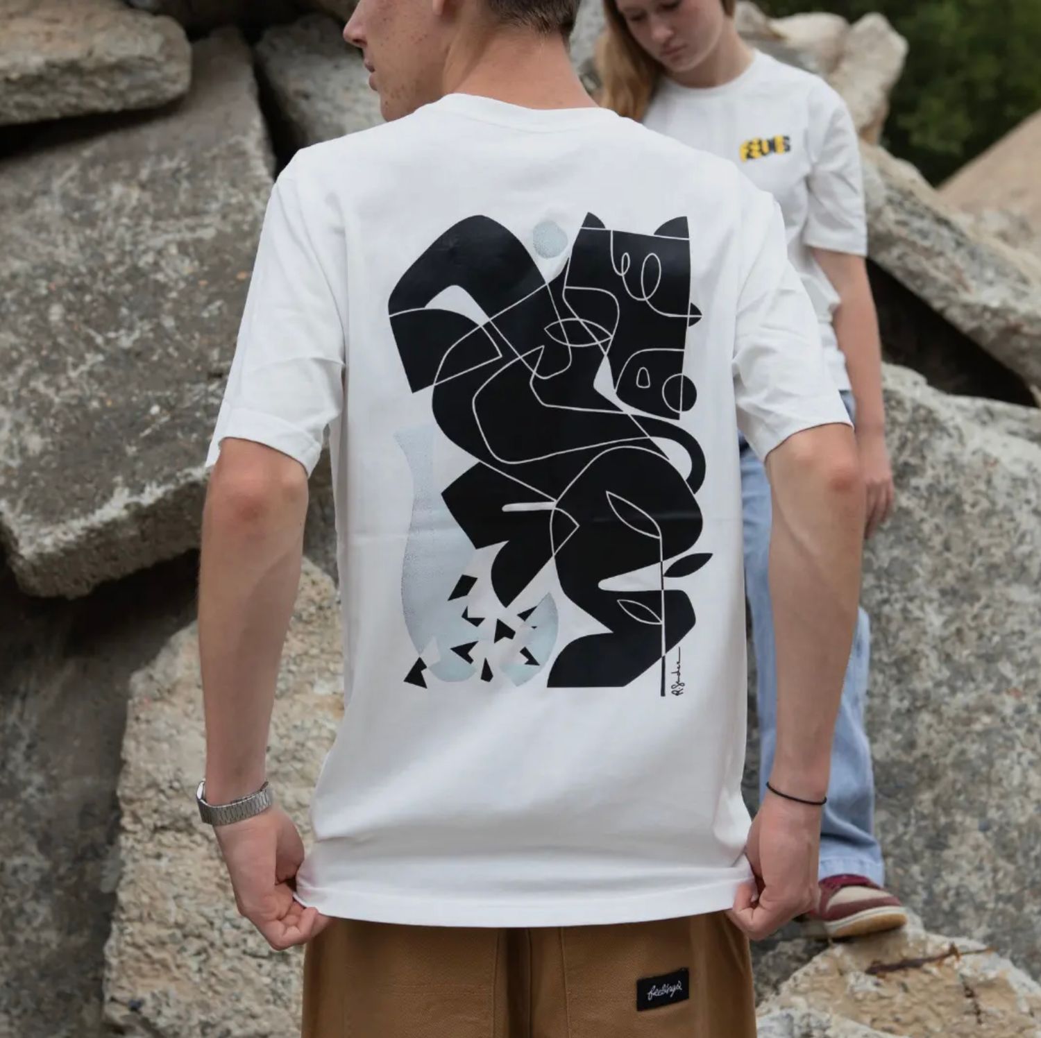 Witte T-shirt Abstracte print - Feelings