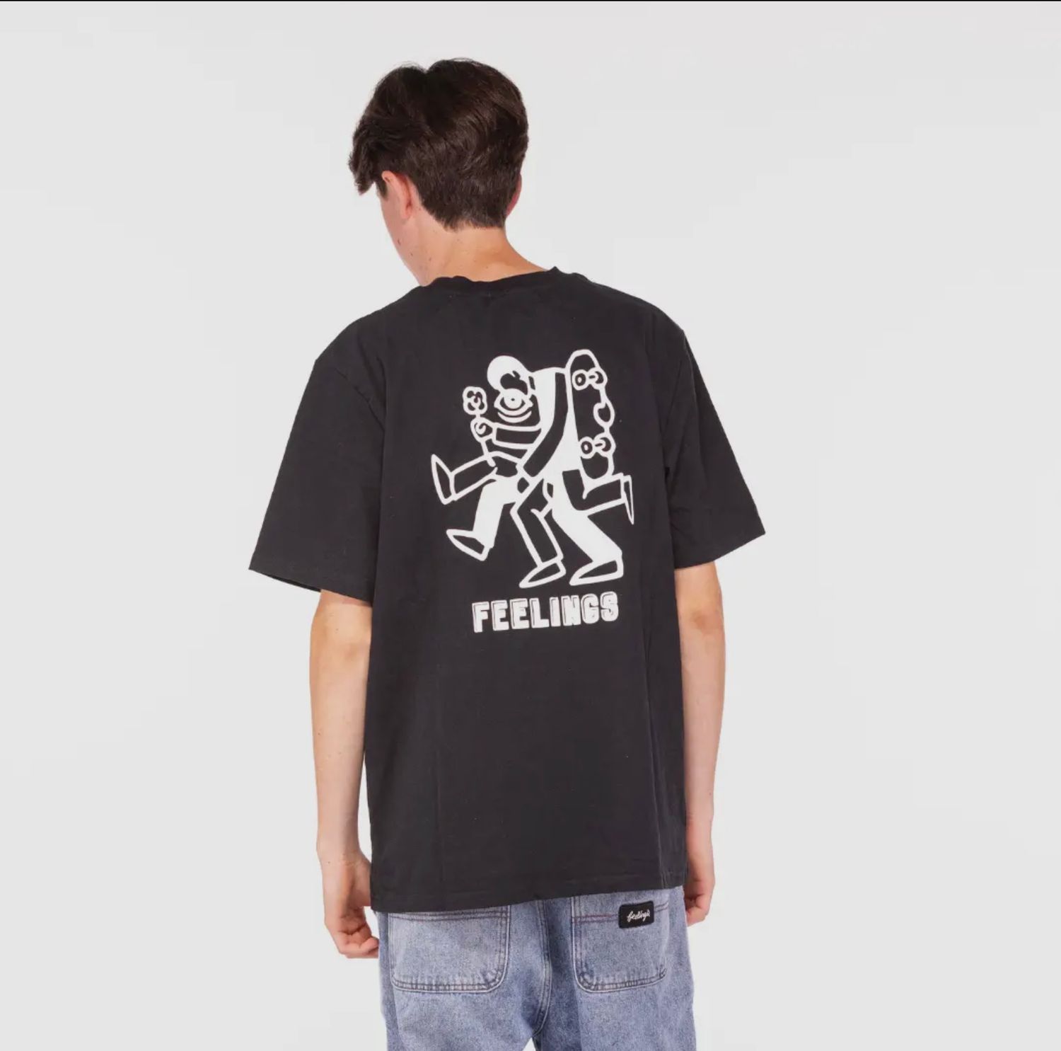 Zwarte T-shirt skateprint - Feelings
