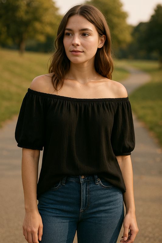 Zwarte off-shoulder blouse Emilia