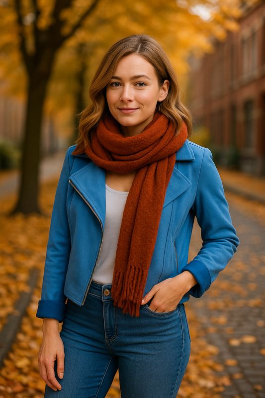 Blauw suede jasje Sari