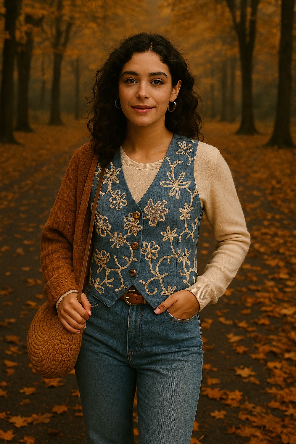 Jeans top/gilet Fiori/Flori