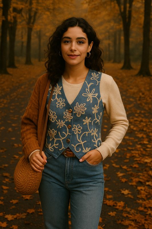 Jeans top/gilet Fiori/Flori