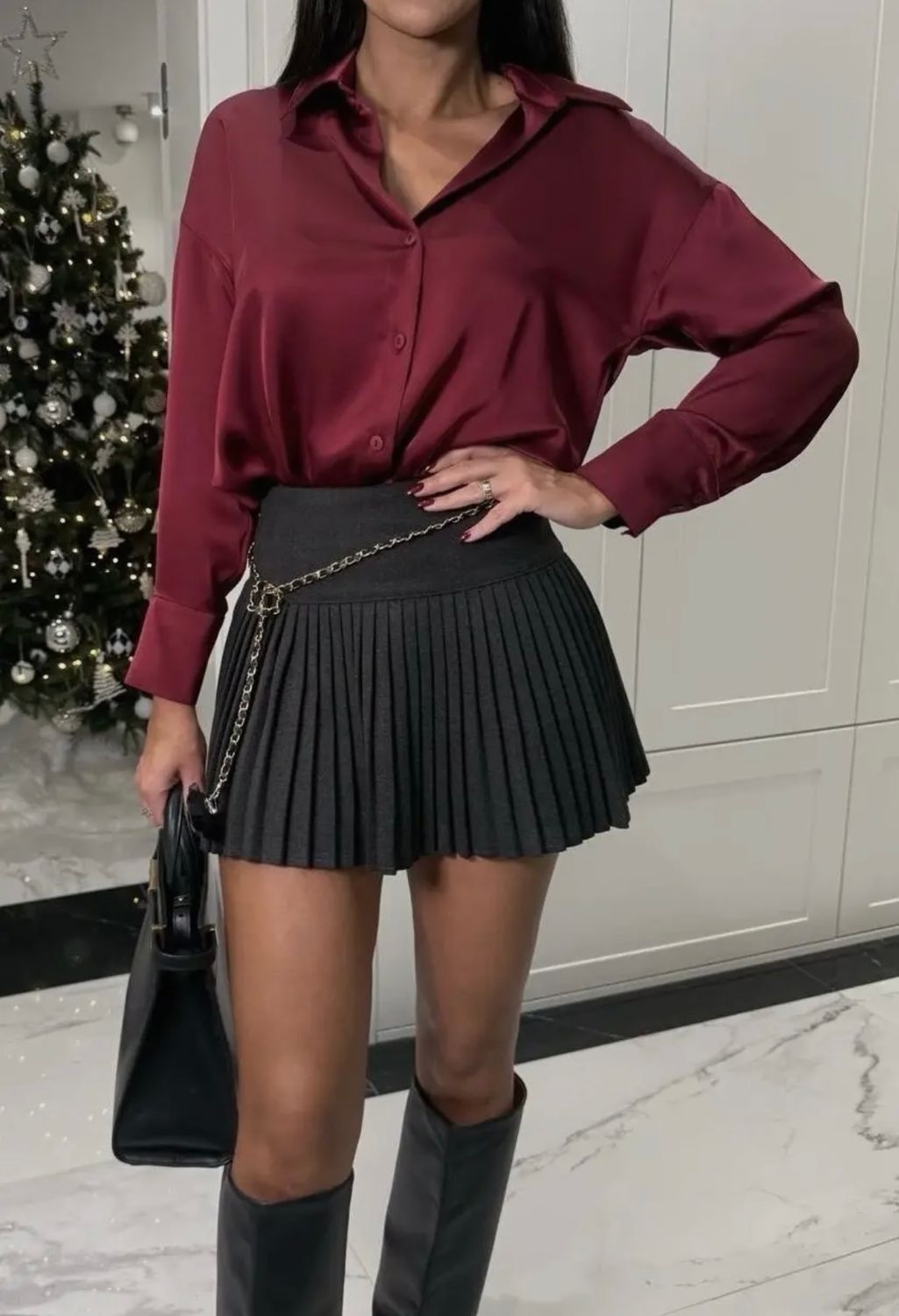 Burgundy satijn-look blouse