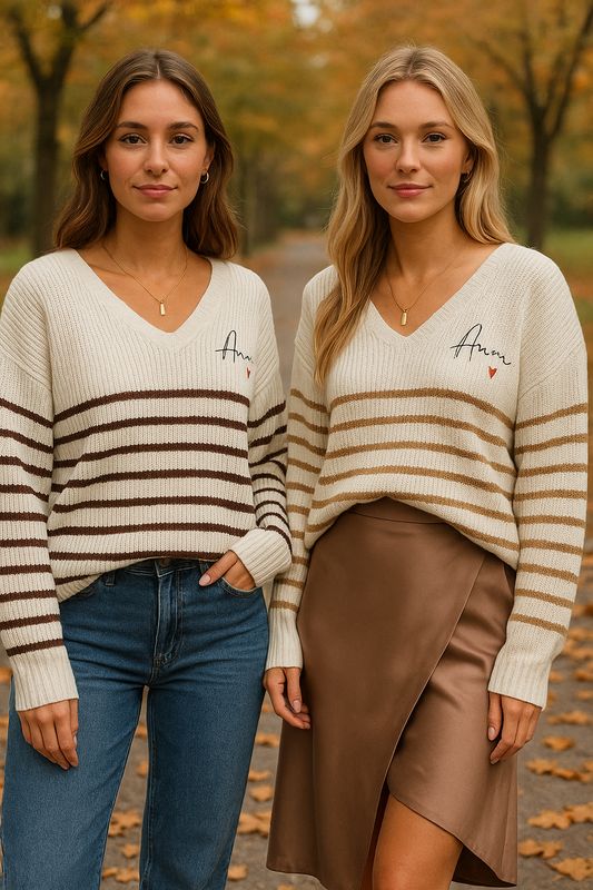 trui Amore beige stripes