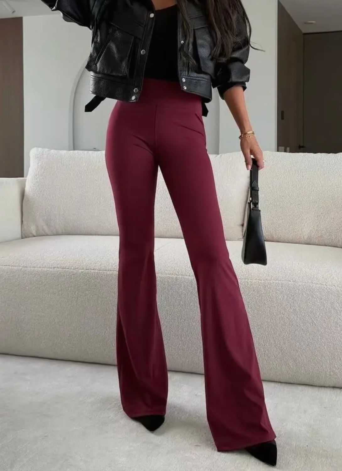 Bordeaux flare broek