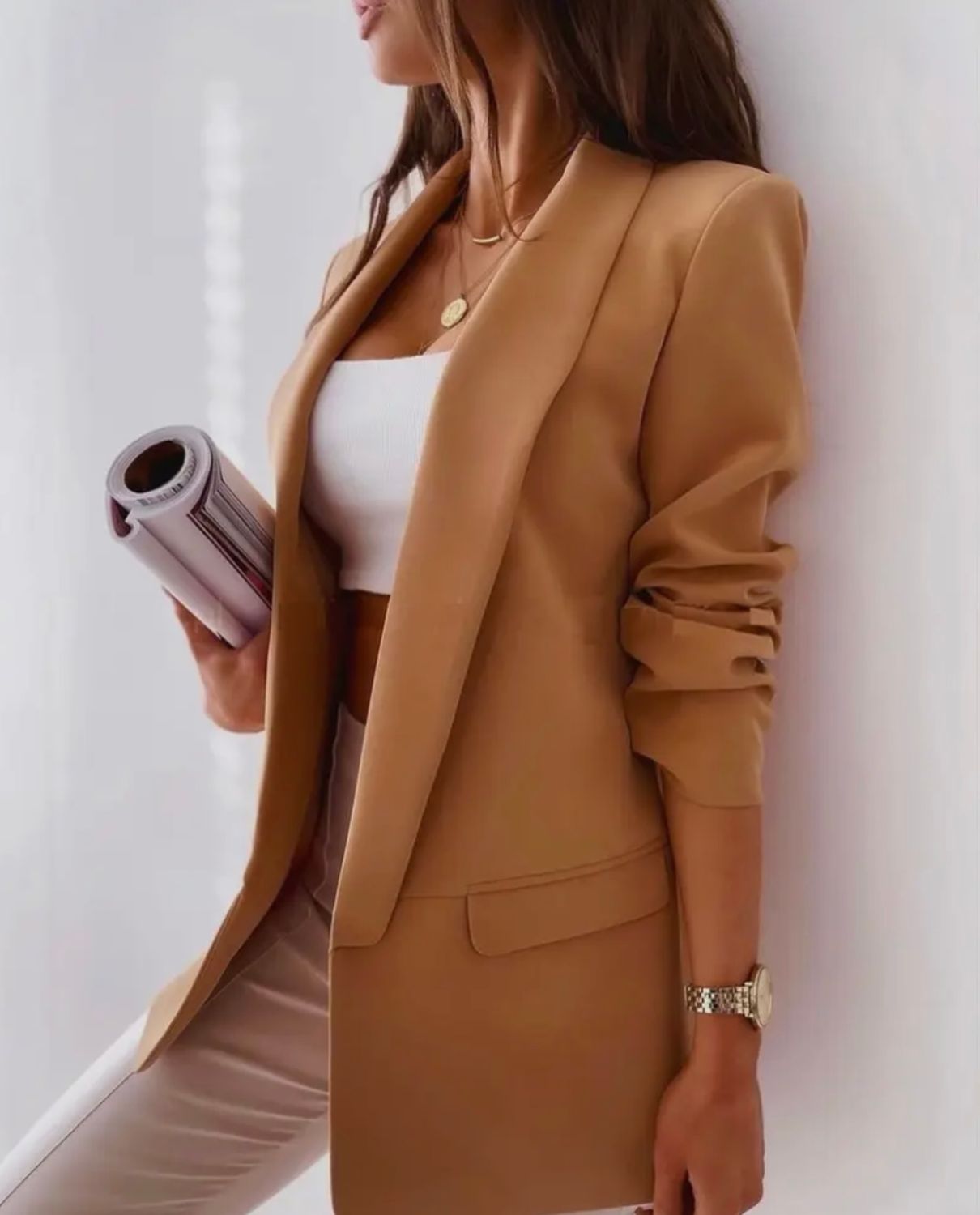 Warm camel kleurige blazer