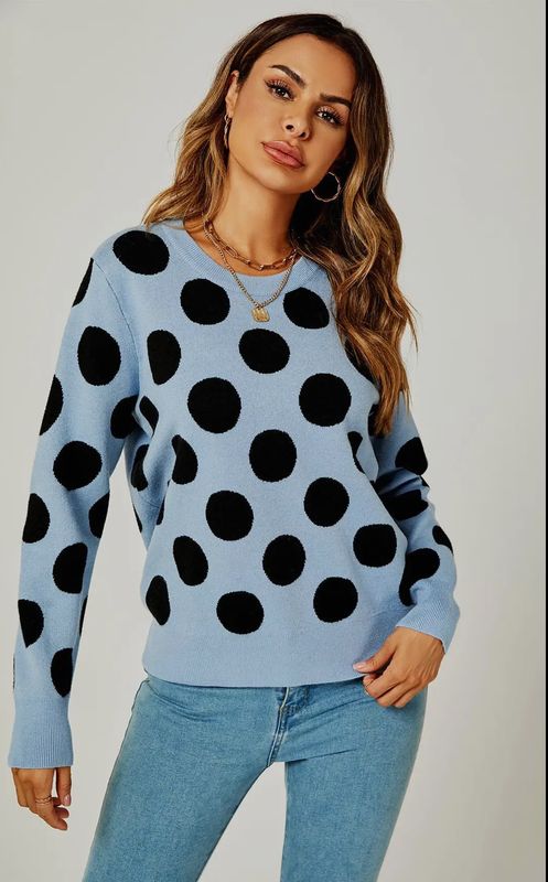 blue polka dot trui