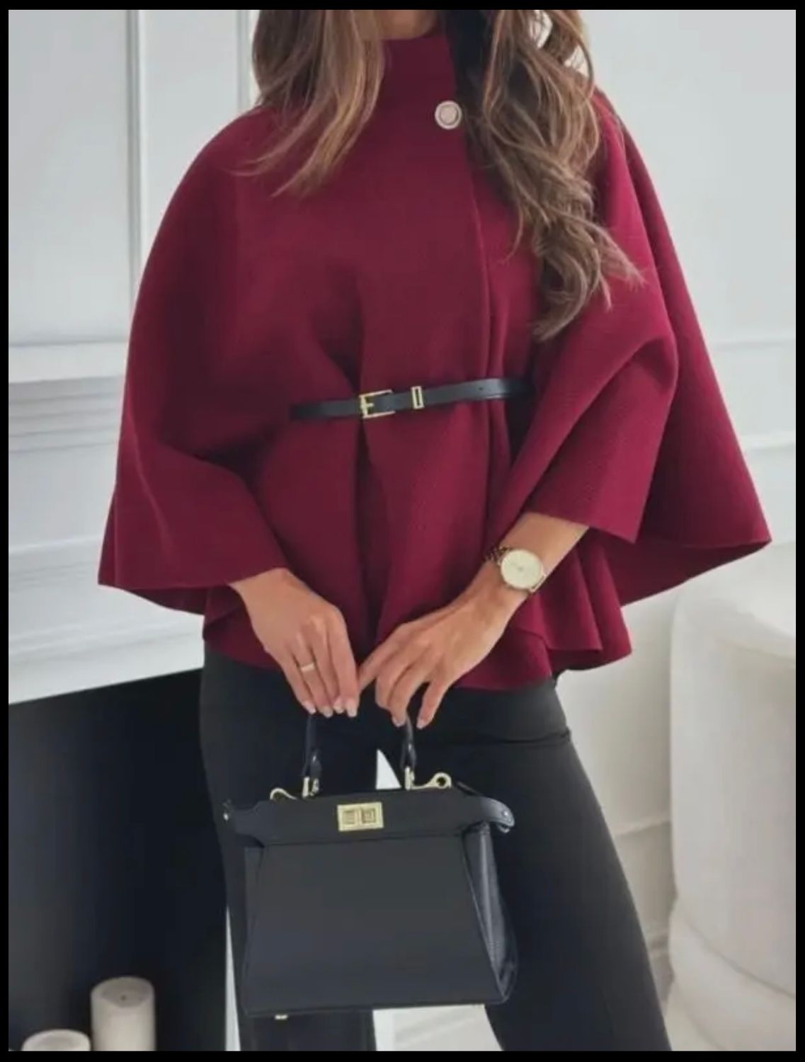 Burgundy poncho