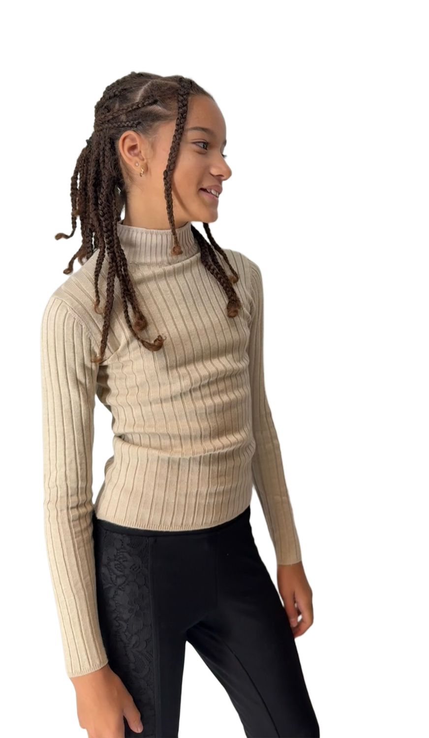 Beige geribd shirt Klea