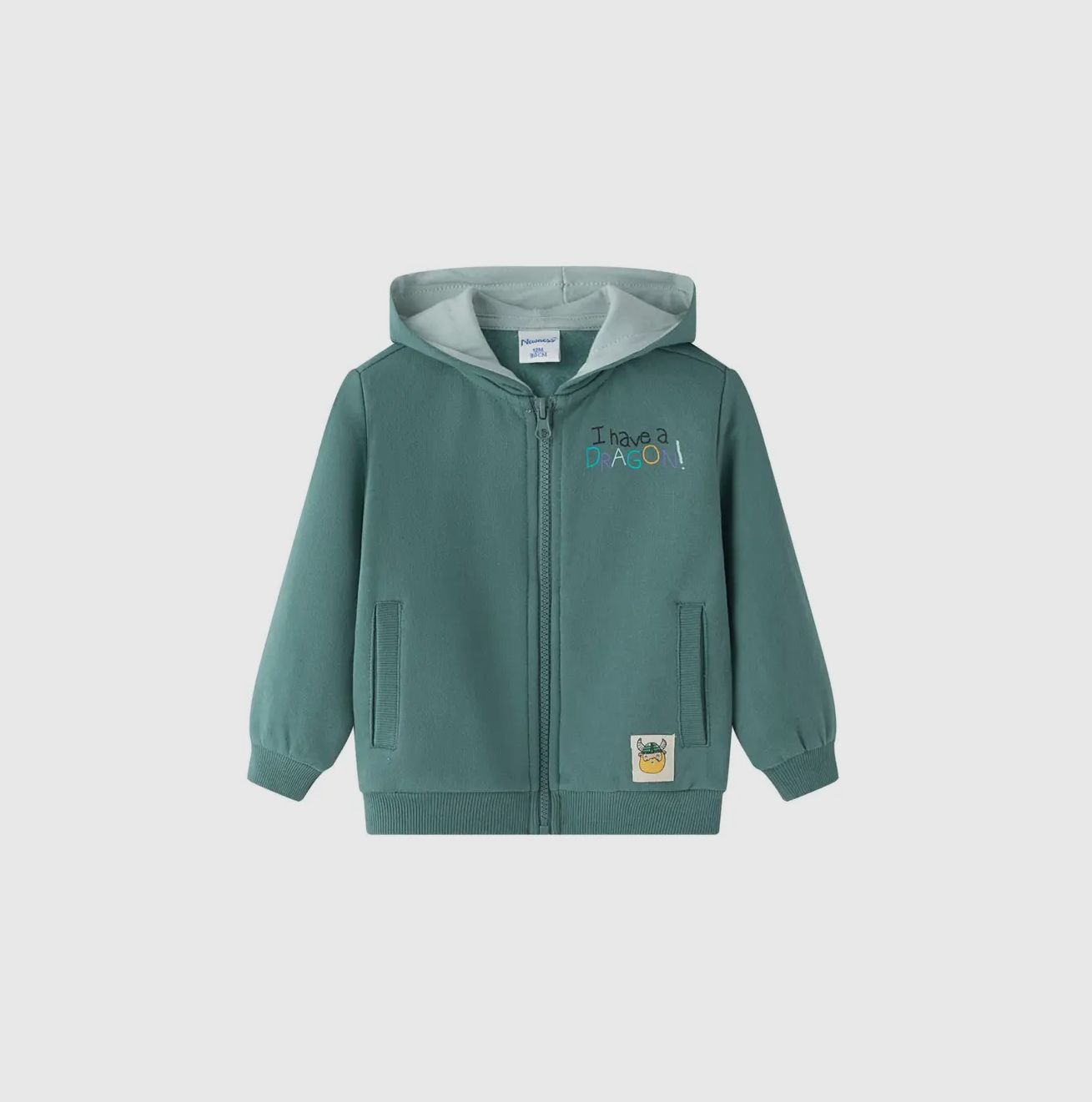 Sweater met kap en rits, Groene draak