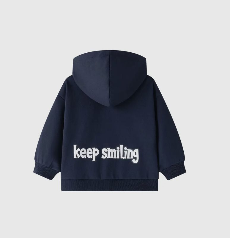 Sweater met rits en kap Navy Robot